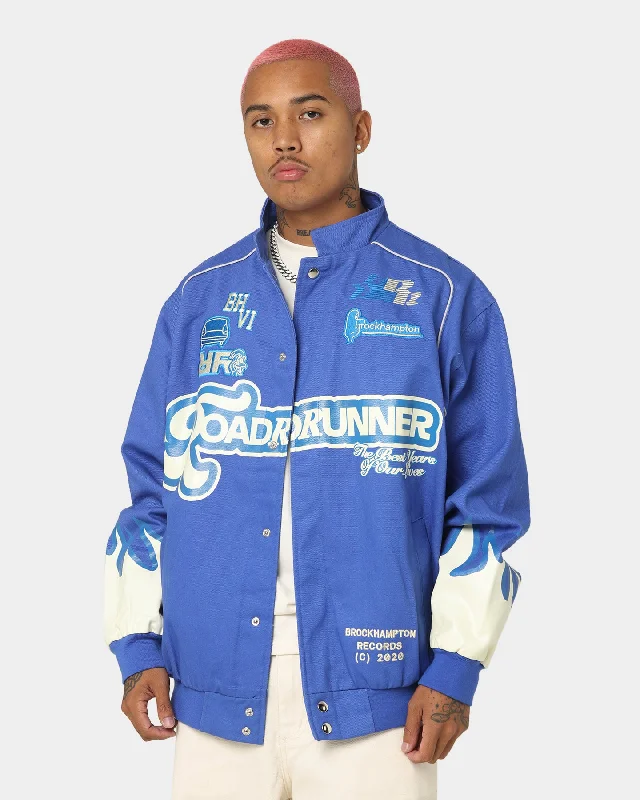 Brockhampton Flame Racing Jacket Royal Blue Fleece Jacket Down Jacket Parka