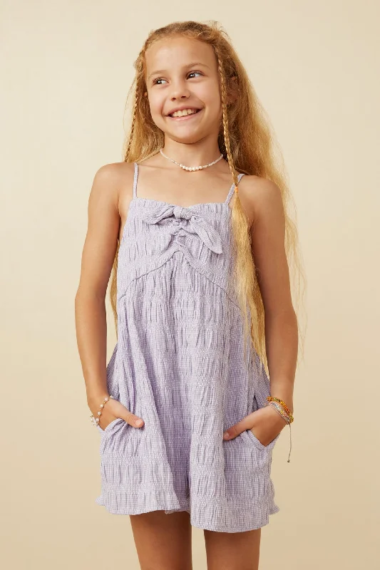 Textured Bow Front Tank Romper crossback tank top