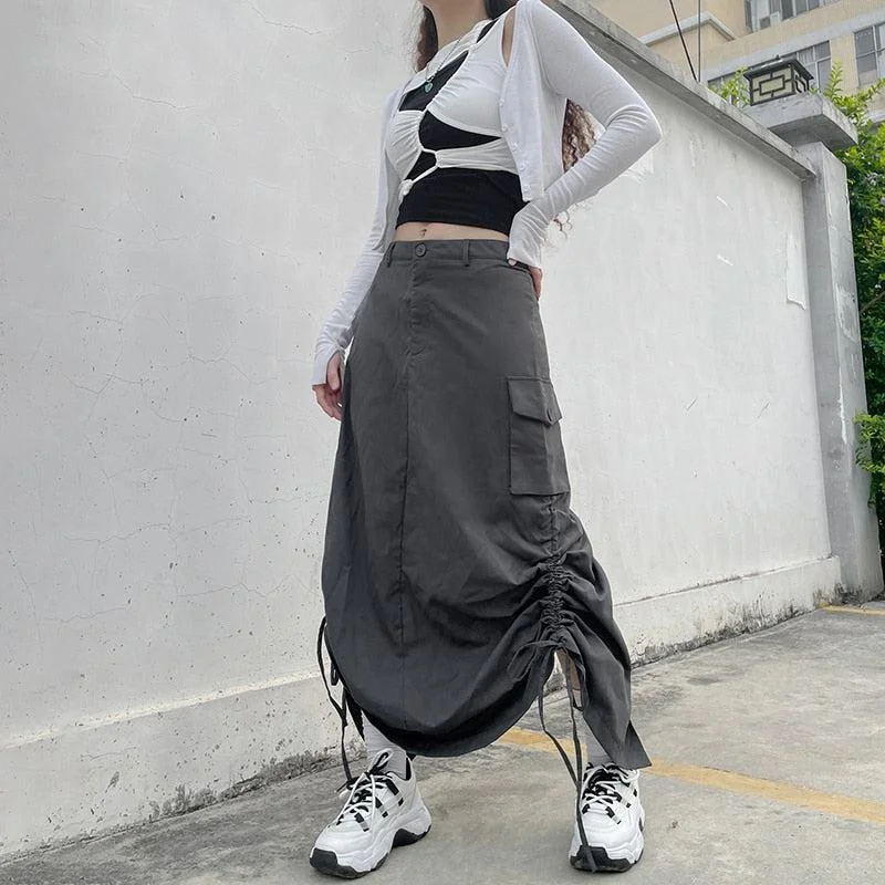 Fairy Grunge Parachute Maxi Skirt athletic skirt fit