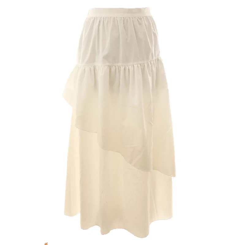 HEV White Assymetrical Tiered Skirt wool skirt thick