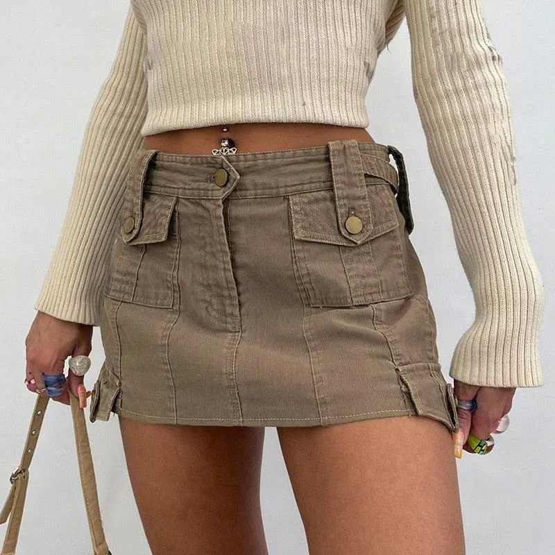 Fairy Grunge Cargo Mini Skirt silk skirt lustrous