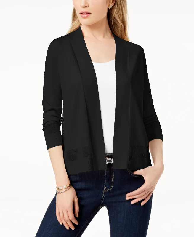 Charter Club Perforated 3/4 Sleeve Cardigan Denim Fabric Leather Fabric Suede Fabric Charter Club Perforated 3/4 Sleeve Cardigan Denim Fabric Leather Fabric Suede Fabric