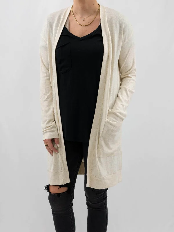 Simple Oatmeal Cardigan Patchwork Embroidered Appliqued