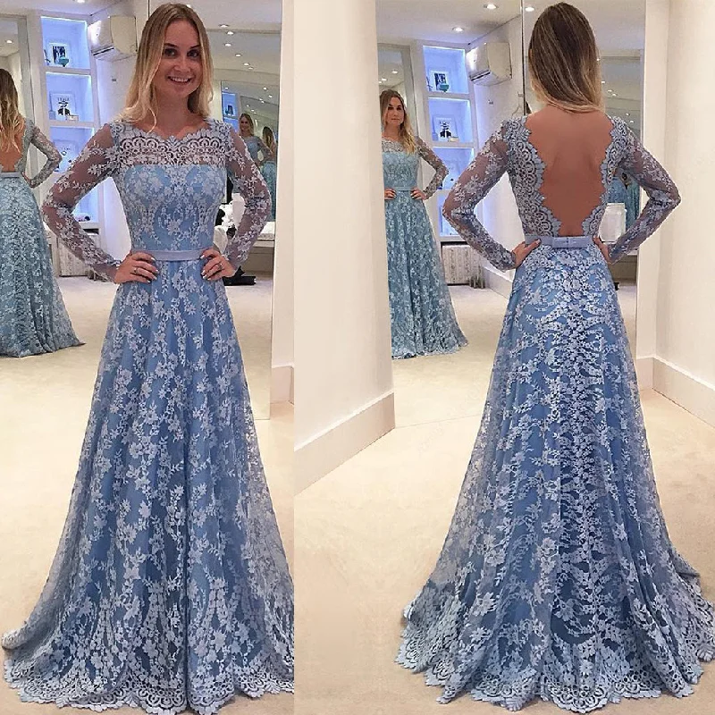 Long Prom Dress, Long Sleeve Prom Dress, Lace Prom Dress, A-Line Prom Dress, Beautiful Prom Dress, Backless Prom Dress, Party Dresses, Evening Dresses, LB0685 Tunics Chinos classic