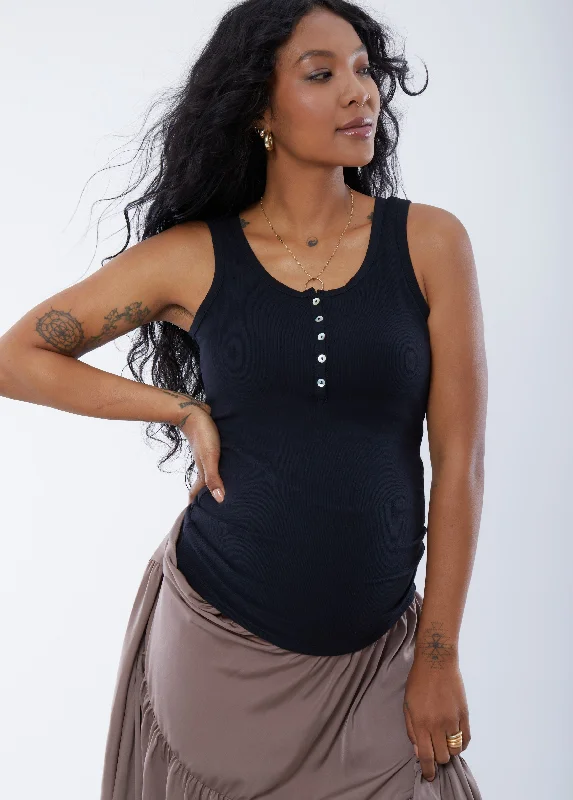 Rib Henley Maternity + Nursing Tank cozy tank top