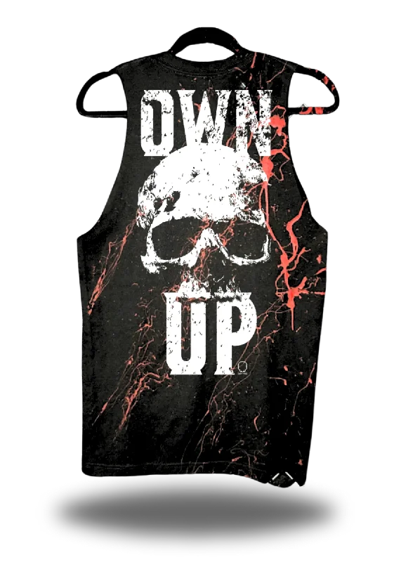 BLOOD OWN UP TANK TOP navy tank top