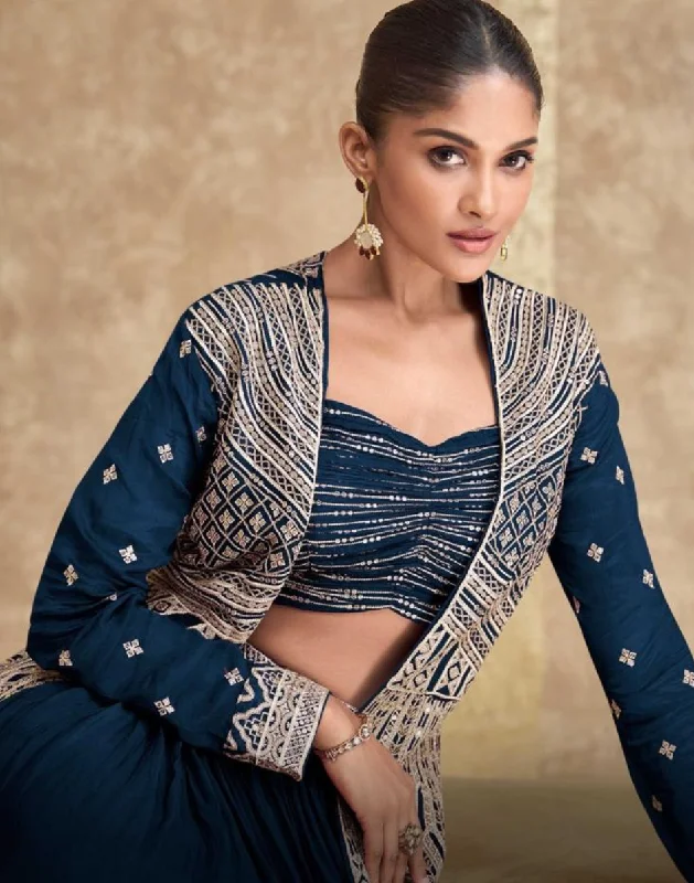 Chinon Silk Sequinned Top & Skirt Set with Heavy Embroidery Jacket Luxury Designer Wear Boat Neck Shawl Collar Notched Collar Chinon Silk Sequinned Top & Skirt Set with Heavy Embroidery Jacket Luxury Designer Wear Boat Neck Shawl Collar Notched Collar