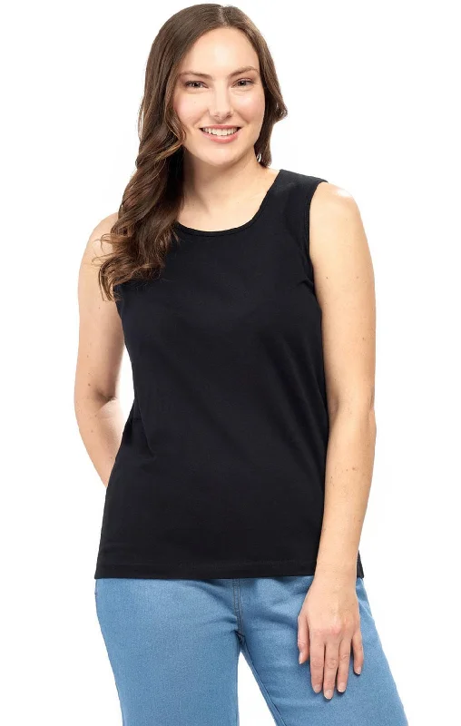 Women's Classic Relaxed Fit Cotton blend Sleeveless Tank Top black tank top