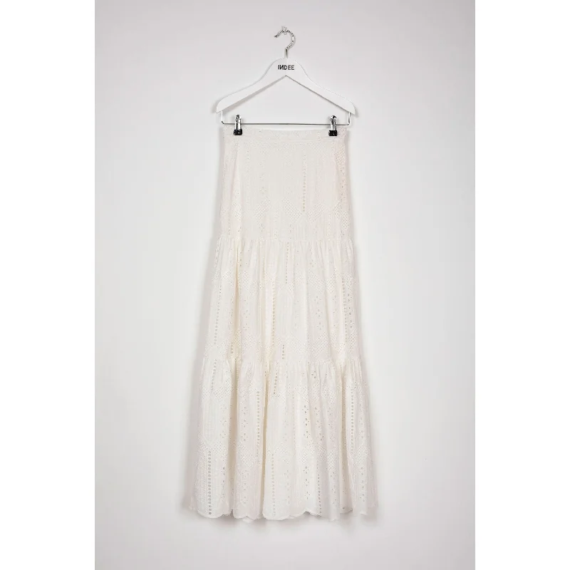 Indee Off White Long Lace Skirt midi skirt versatile