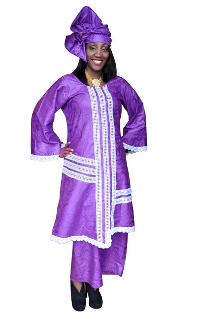 Elegant Purple and Off-White African Brocade Skirt Set-DPSO002 lace skirt romantic