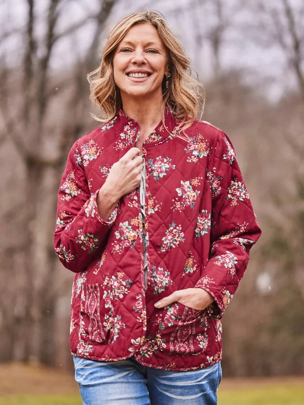 Lavinia Quilted Jacket A-Line Jacket Boat Neck Shawl Collar