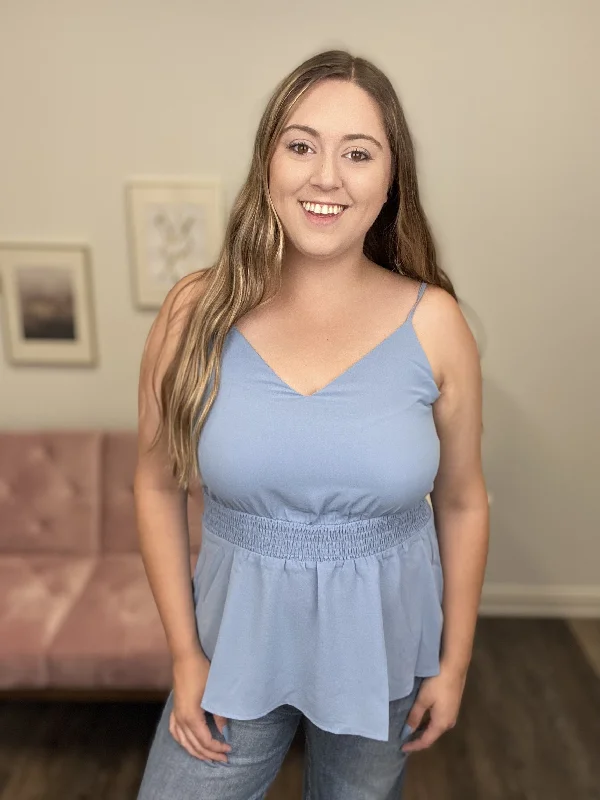 Blue Lagoon Women's Adjustable Spaghetti Strap Tank Top cold shoulder tank