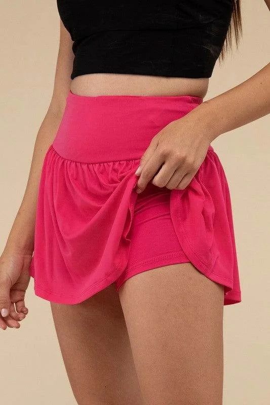 ZENANA Wide Band Tennis Skirt with Zippered Back Pocket leather skirt bold