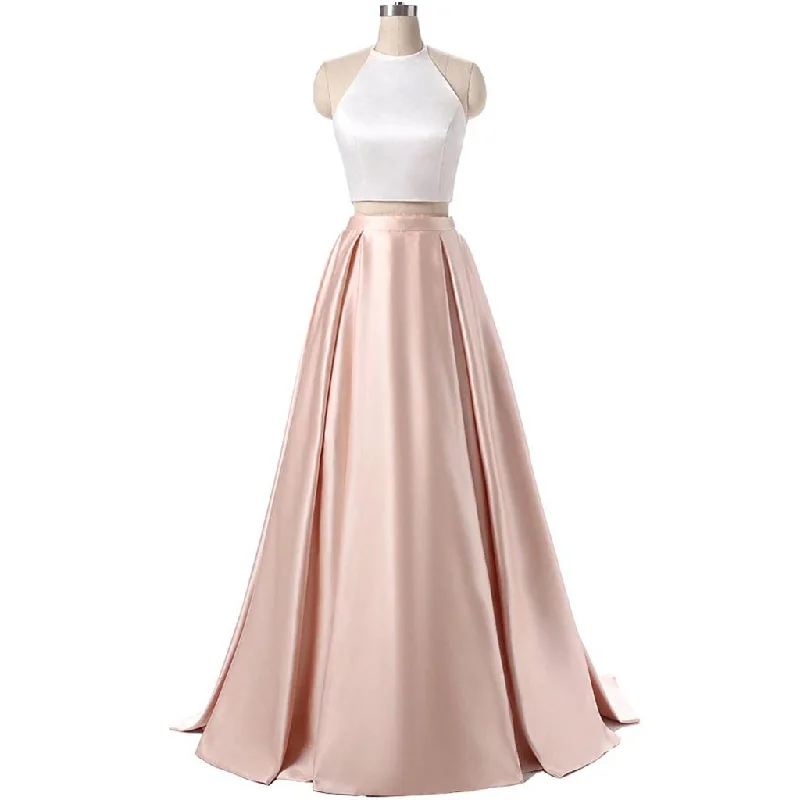 Long Prom Dresses, Satin Prom Dresses, A-Line Party Dresses, Halter Evening Dresses, Sexy Prom Dresses, Two Pieces Prom Dress, Backless Prom Dress, LB0565 Tunics Exclusive limited