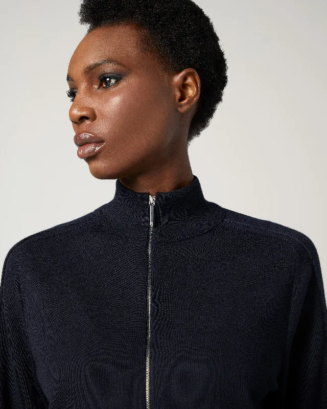 Mock Neck Zip Cardigan Mesh Fabric Canvas Fabric Denim Fabric