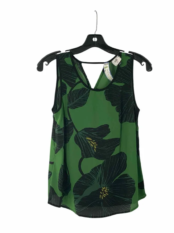 Cabi Size XS Green Black Floral Tank Top cotton tank top