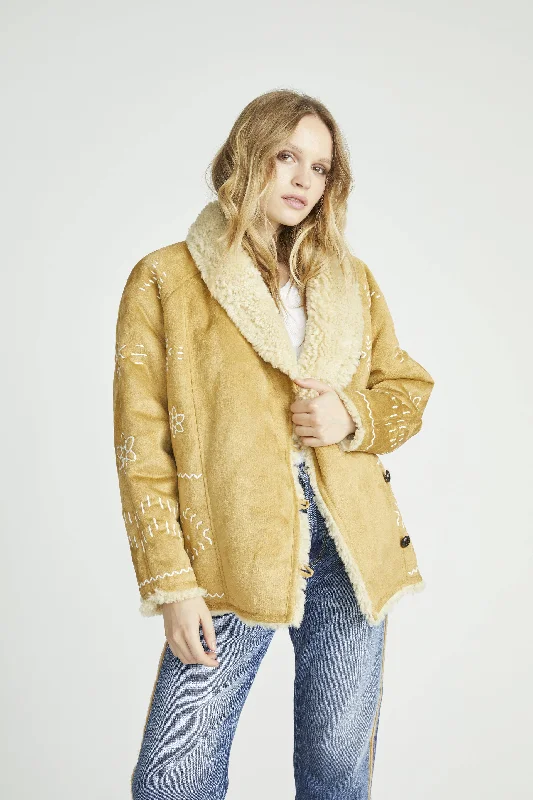 Tan Double Breasted Jacket Cardigan Sweater Pullover