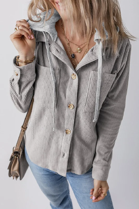 Drawstring Button Up Long Sleeve Hooded Jacket Satin Jacket Silk Jacket Chiffon Jacket Drawstring Button Up Long Sleeve Hooded Jacket Satin Jacket Silk Jacket Chiffon Jacket
