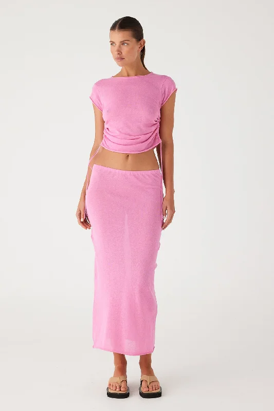 Sea Pink Knit Skirt leather skirt sleek