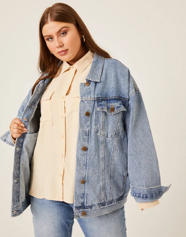 Plus Size Boyfriend Denim Jacket Faux Fur Jacket Real Fur Jacket Shearling Jacket