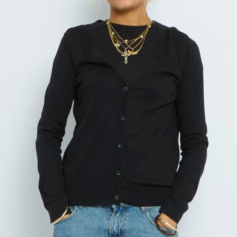 Fine Knit Cardigan - UK 10 Zippered Buttoned Snapped