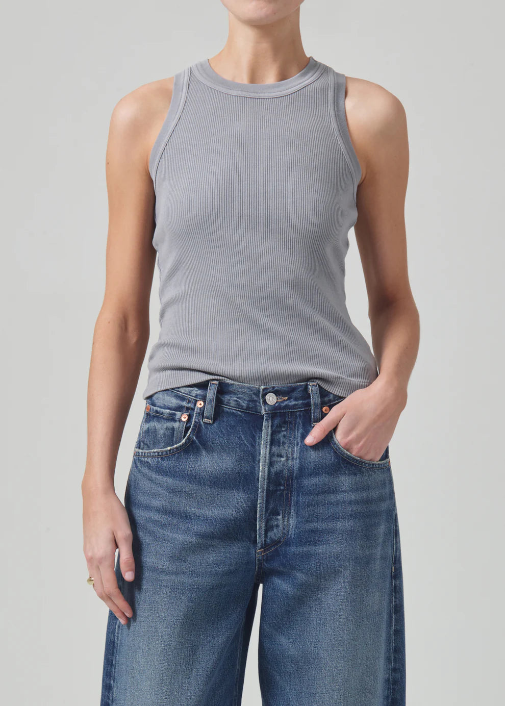 Isabel Rib Tank mesh tank top