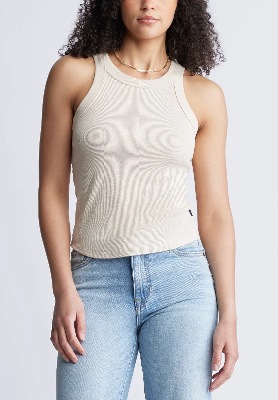 Regine Women's Ribbed Tank Top, Beige - KT0141S adorable tank top