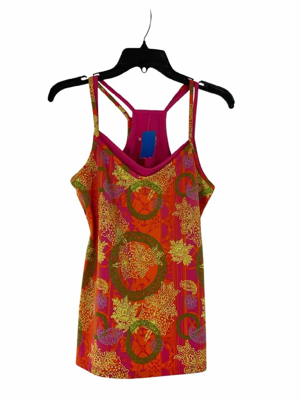 Soybu Size L Pink Orange Print Athletic Tank Top crossback tank top