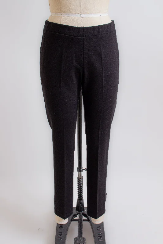 "Nia" Black Pull On Pants Relaxed High-Waist Trousers