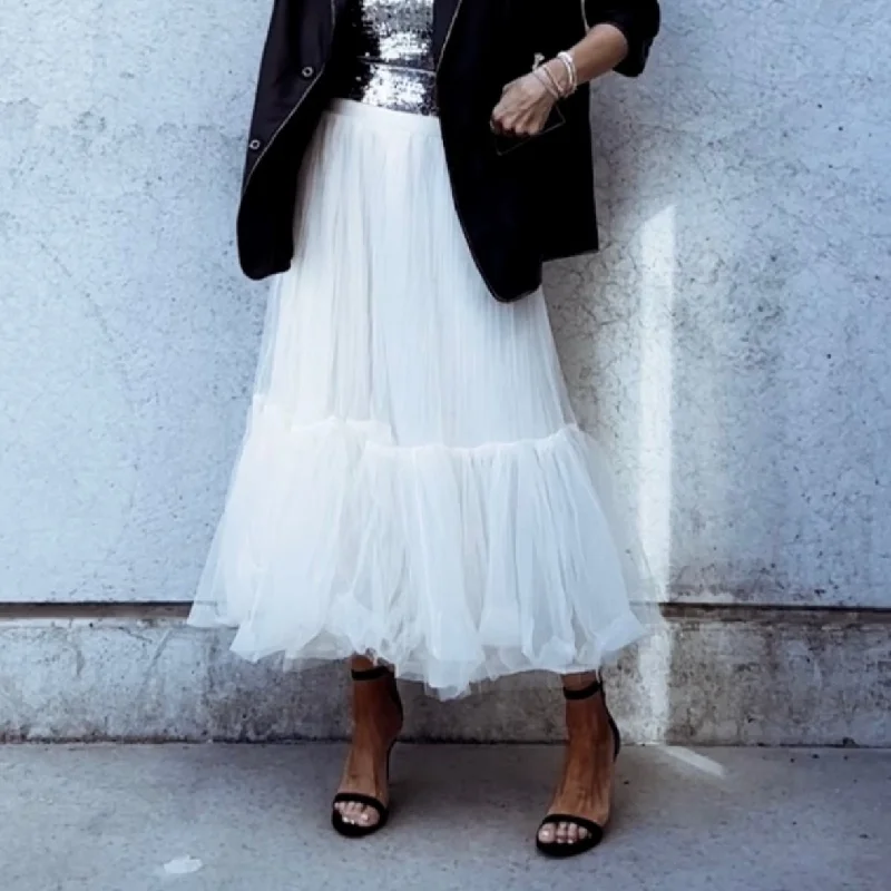 Toulouse VINTAGE WHITE tulle skirt asymmetrical skirt cut