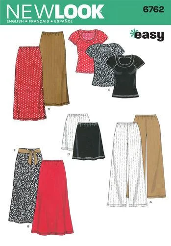 Newlook Pattern 6762 Misses Knit Pants, Skirt and Top Cozy Maternity Pants