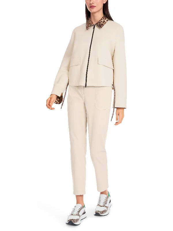 MARC CAIN Cream Jacket With Leopard Print Bomber Jacket Anorak Windbreaker