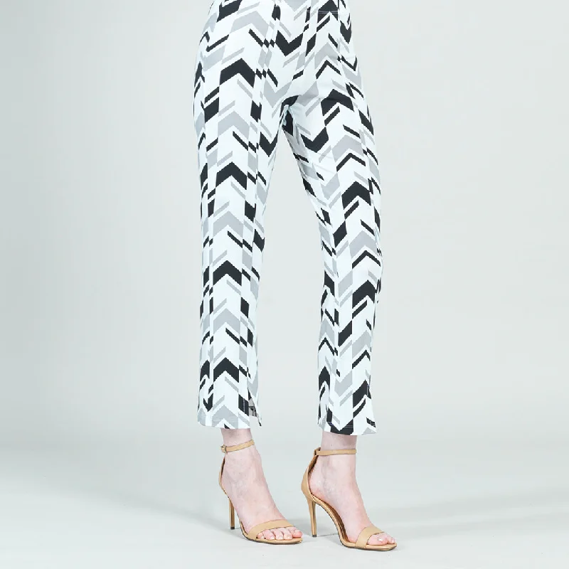 Center Seam Front Slit Ankle Pant - Chevron Stripe - Final Sale! Slim-Fit Khaki Pants