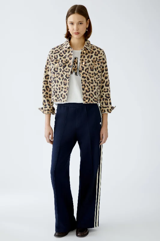 OUI Leopard Print Denim Jacket Cotton Jacket Linen Jacket Terry Jacket