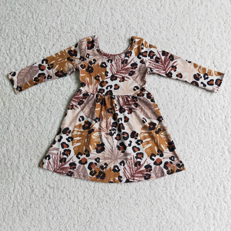 Clearance 6 B7-3 RST Maple Leaf leopard print long sleeve skirt denim skirt casual