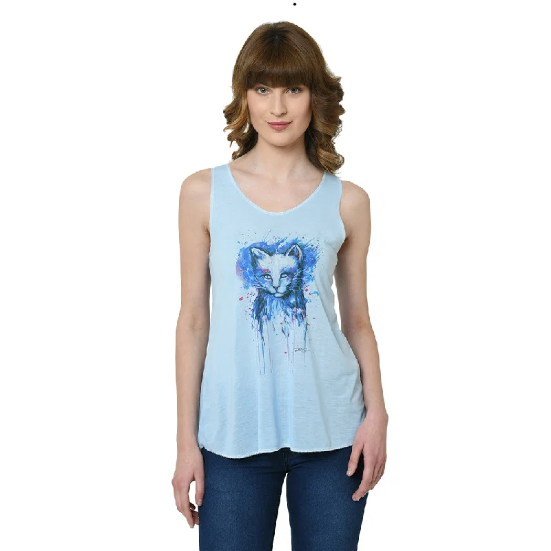 Mack Jonney Blue Tank Top For Women's turquoise tank top