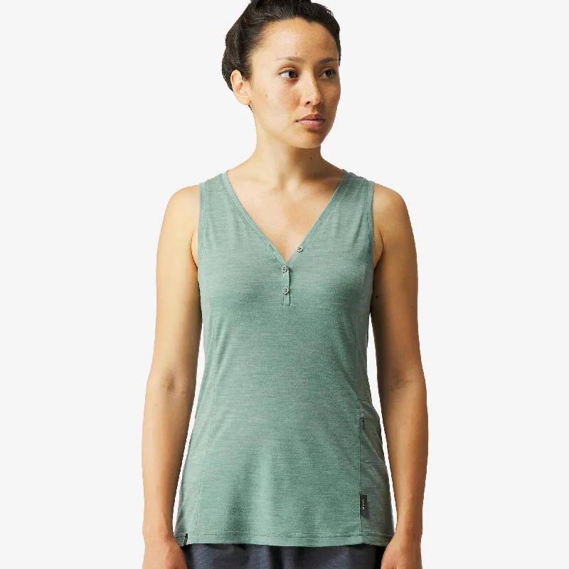 Forclaz Women's merino wool Backpacking & travel tank top- Travel 500 bright tank top