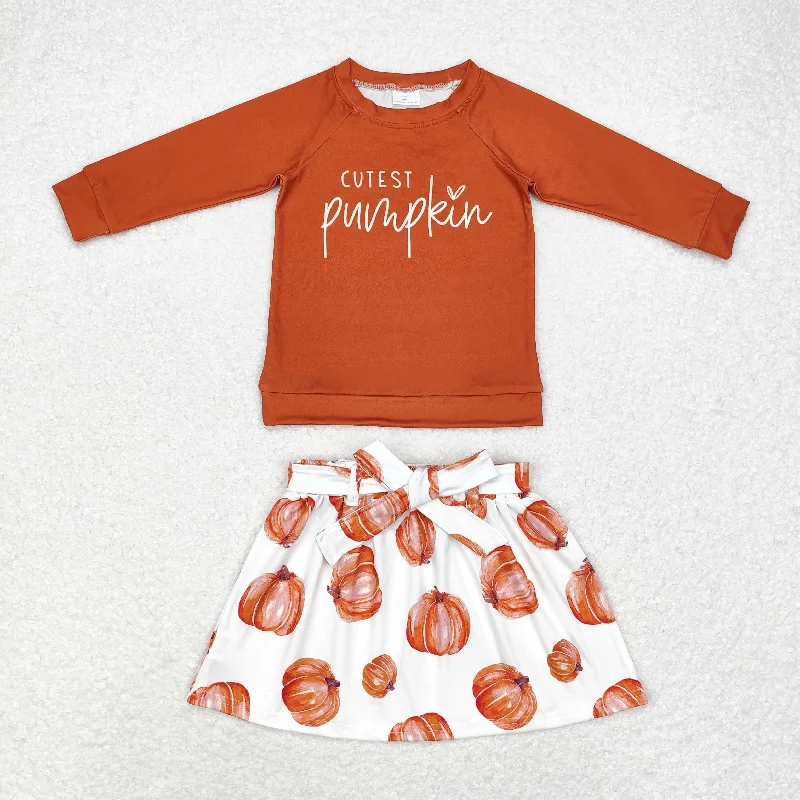 GLD0686 cutest pumpkin long-sleeved pumpkin skirt set linen skirt breathable