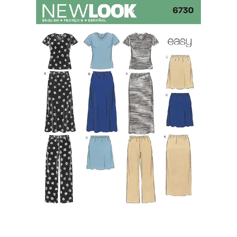 Newlook Pattern 6730 Misses Knit Tops, Skirts, and Pants Cozy Jogger Leggings