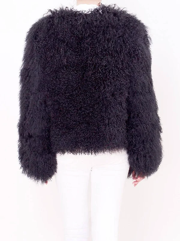 Shearling Jacket Black Print Jacket Jacquard Jacket Patchwork Jacket