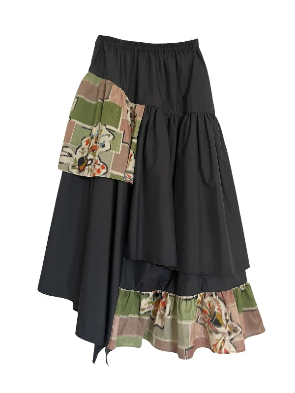 Meisen Layered Skirt Green Tea linen skirt light
