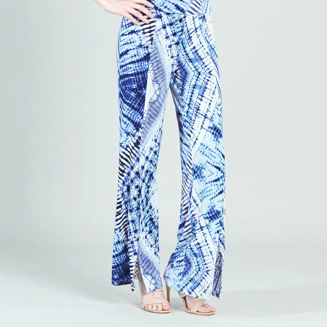Acid Wash Kick Front High Slit Pant Cozy Knit Pants
