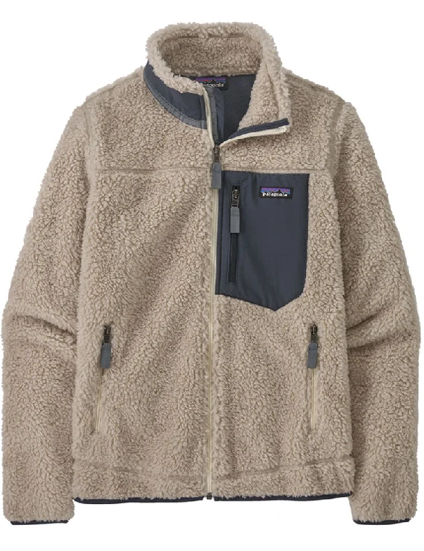 Patagonia W's Classic Retro X Fleece Jacket Natural Smolder Blue Boat Neck Shawl Collar Notched Collar Patagonia W's Classic Retro X Fleece Jacket Natural Smolder Blue Boat Neck Shawl Collar Notched Collar