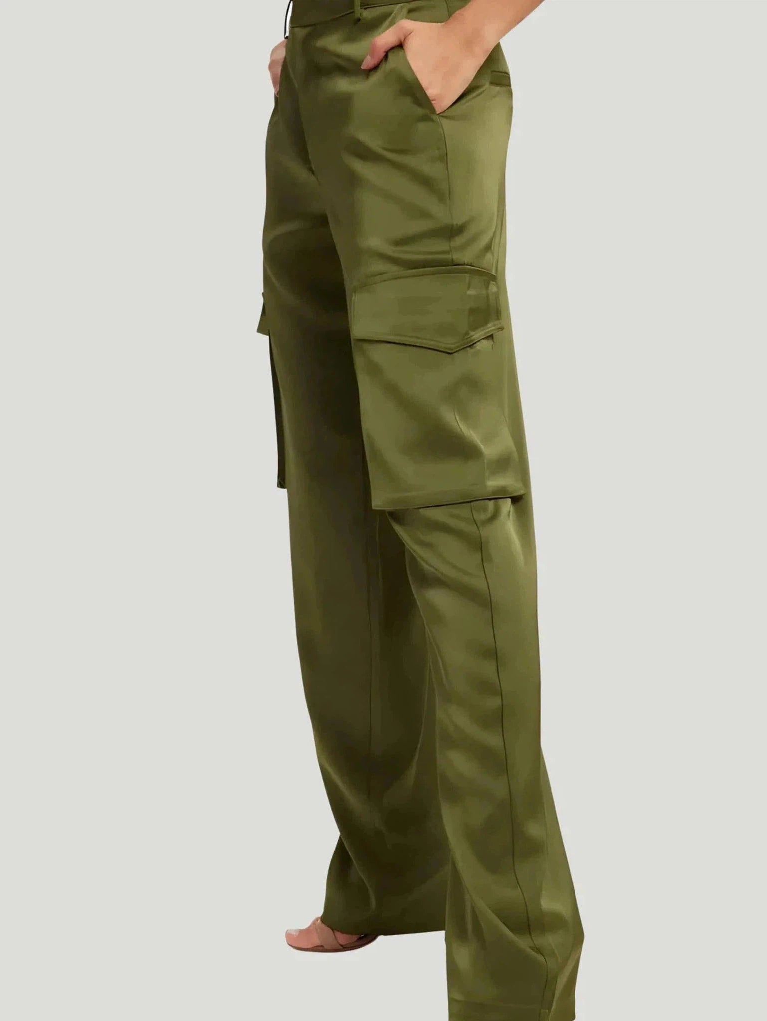 GOOD AMERICAN Washed Satin Cargo Pants Formal Dress Pants