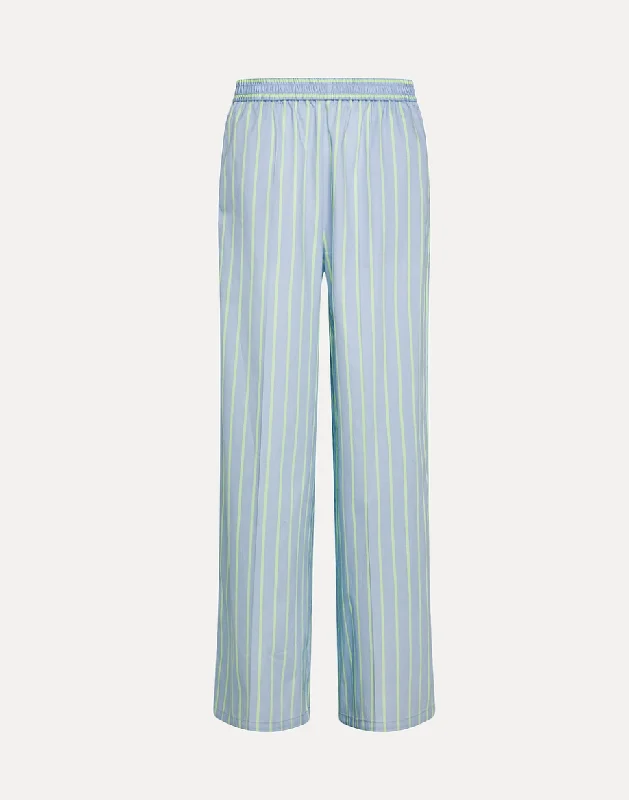 Satin Stripe Wide Leg Pant Relaxed Fit Trousers