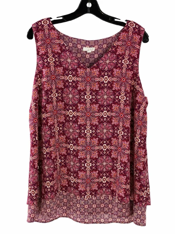 J Jill Size L Wine Multi Print Tank Top lemon yellow tank