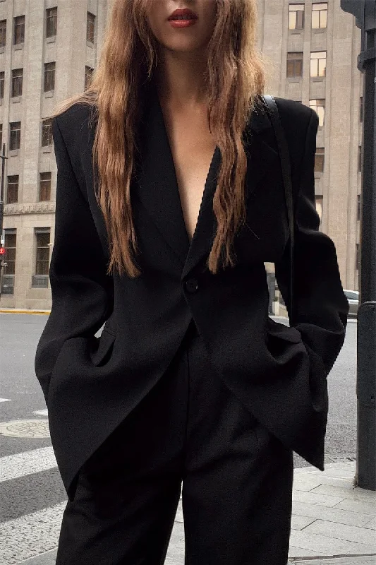 Black Minimal Suit Jacket Plaid Jacket Tartan Jacket Houndstooth Jacket