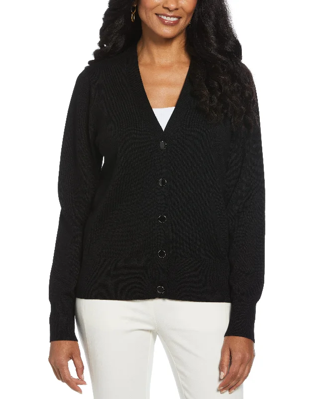 Enamel Button Cardigan Sweater Soft Cozy Warm