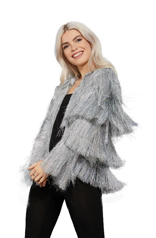 Silver Tinsel Fringe Jacket Wool Jacket Cashmere Jacket Tweed Jacket