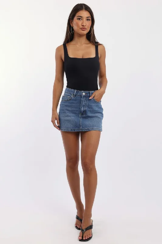 Denim Mini Skirt Mid Rise Regular Fit boho skirt vibe